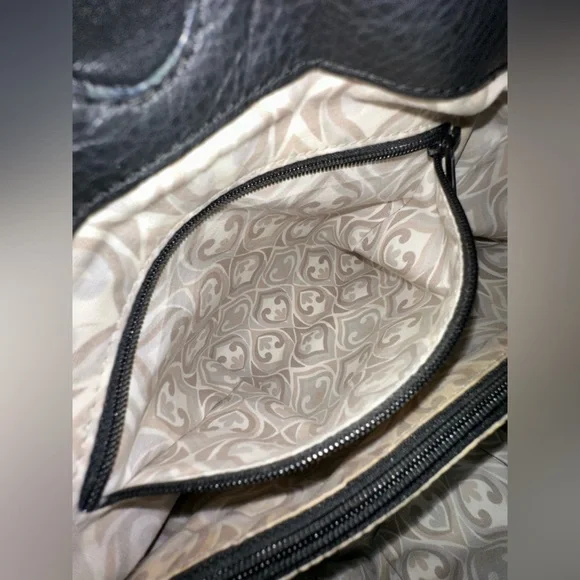 Brighton Black Pebbled Leather and Brown Croc-Embossed Hobo Shoulder Bag - Picture 16 of 16